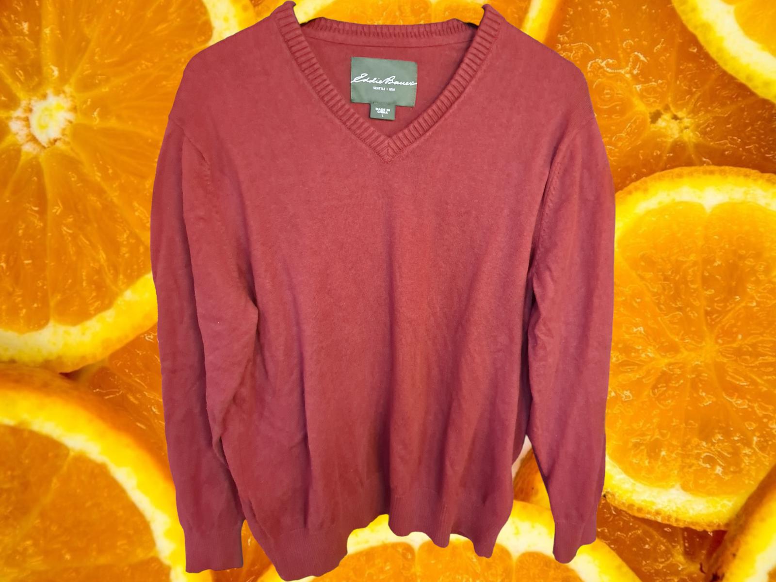 Eddie Bauer Red V Neck Sweater Size Large